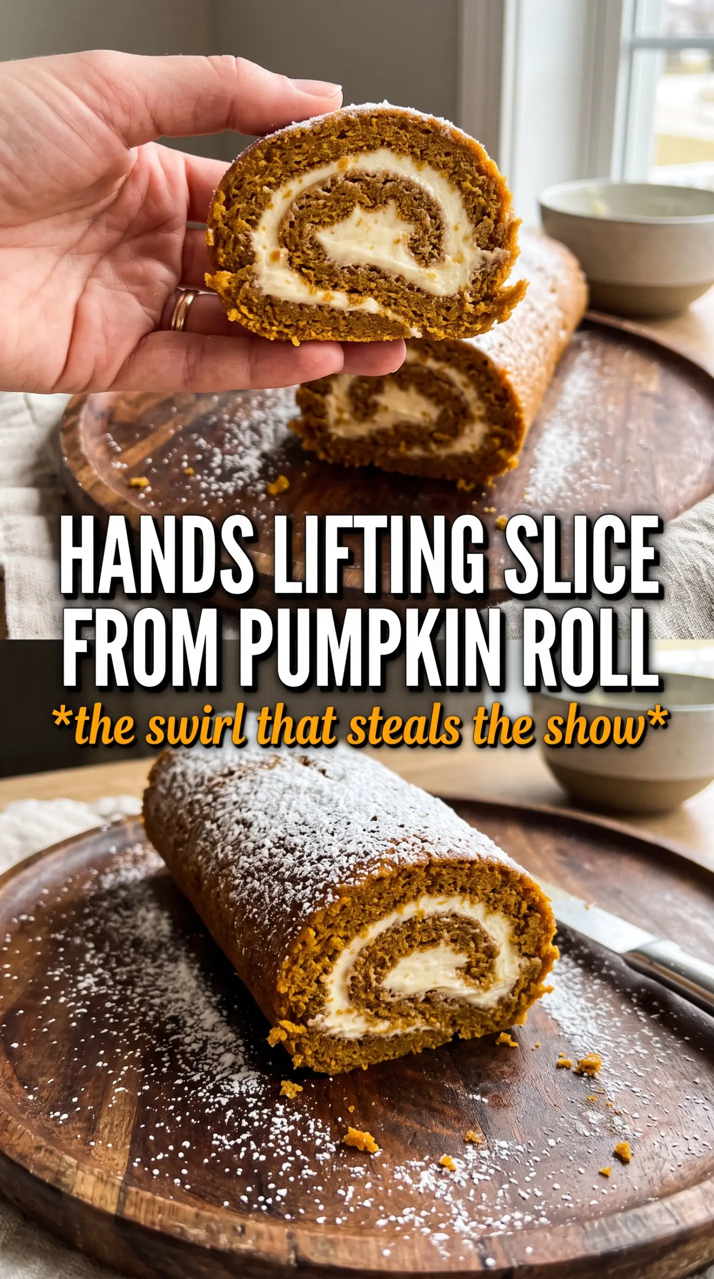Pumpkin roll sliced spiced cream cheese