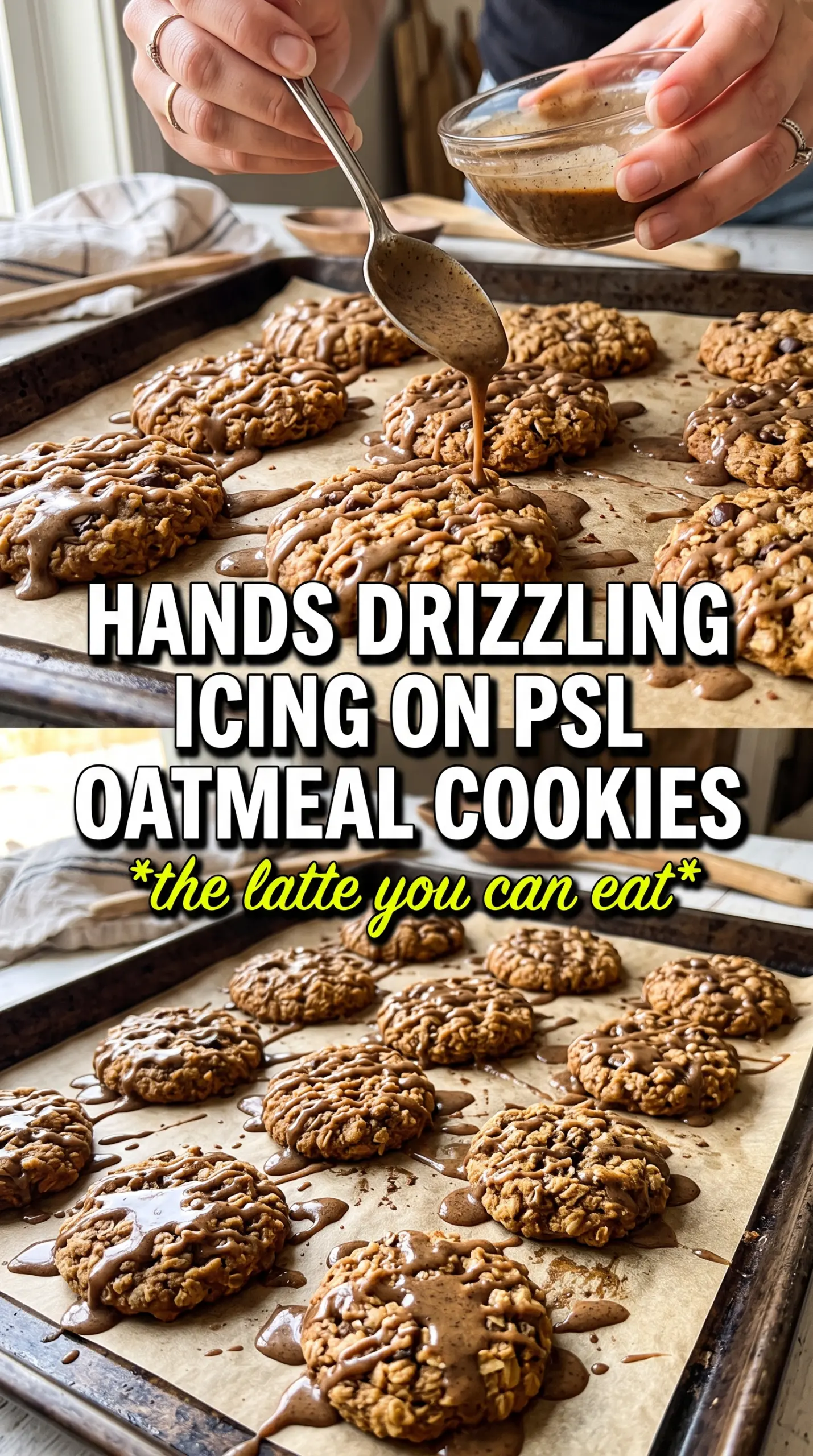 Pumpkin spice latte iced oatmeal cookies chewy glazed