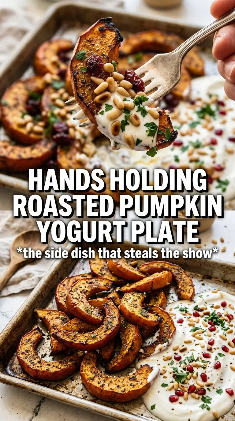 Roasted Pumpkin With Yogurt Sauce and Pine Nuts golden caramelized herb yogurt