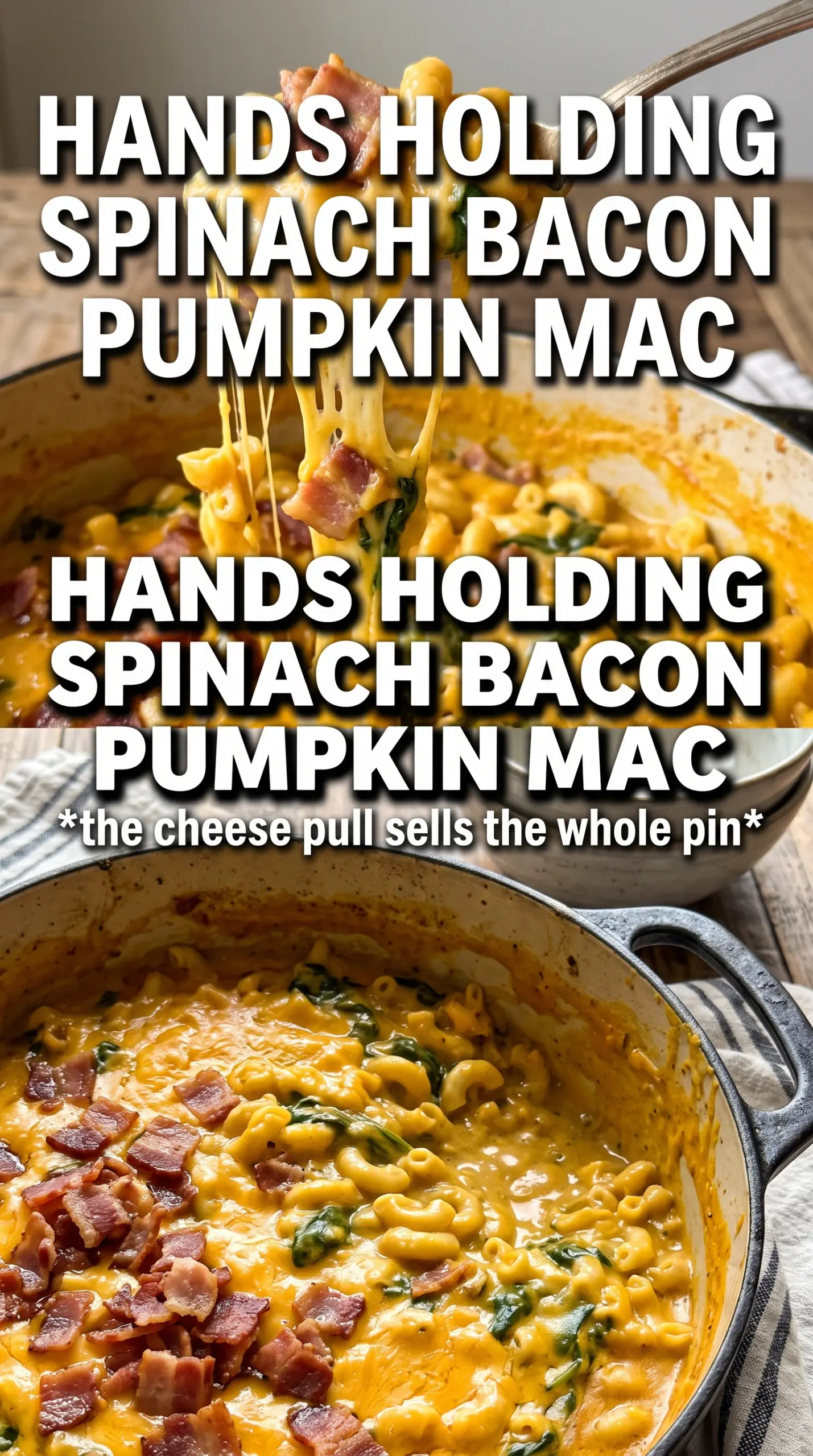 Spinach bacon pumpkin mac and cheese creamy baked