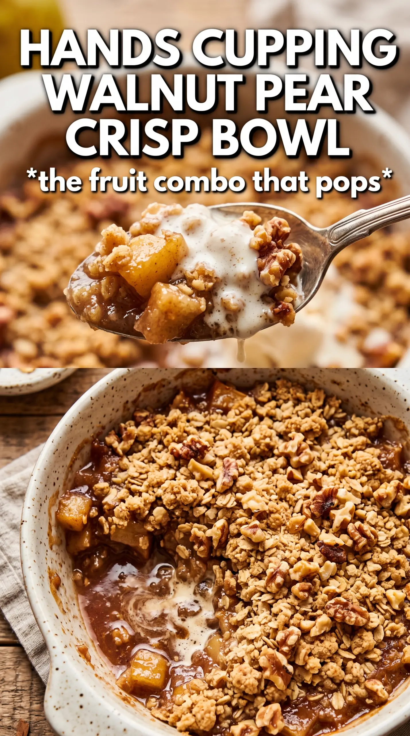 Walnut Pear Apple Crisp golden crumble bubbling fruit